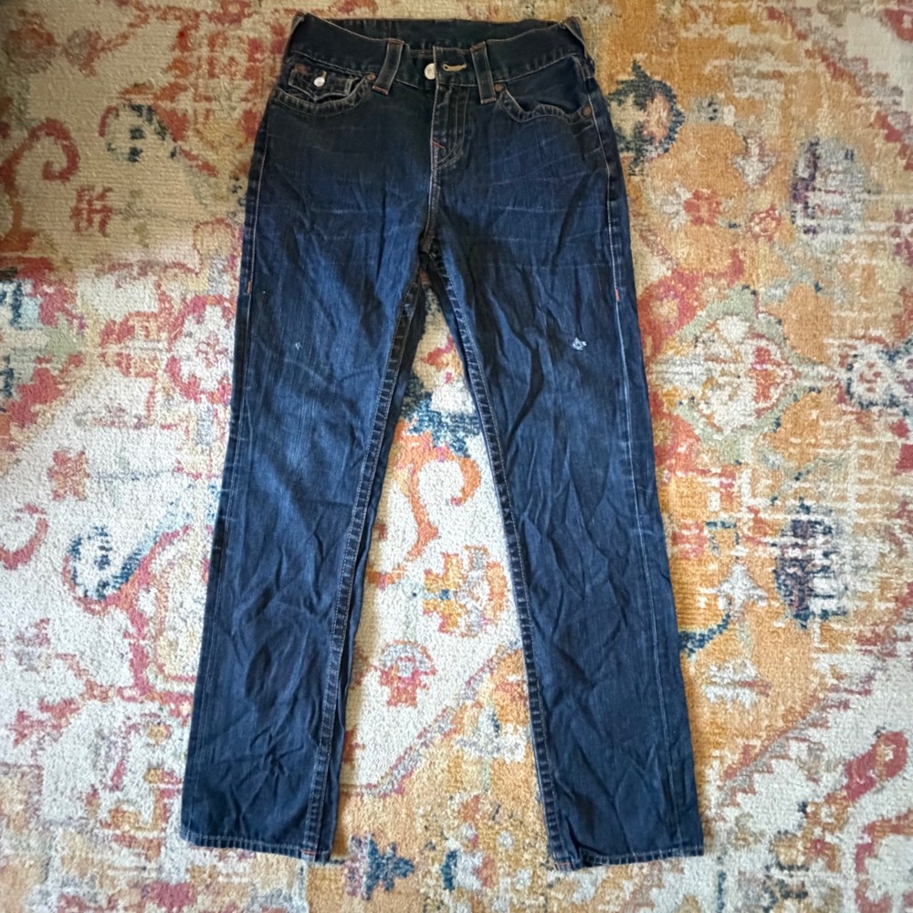 True Religion Ricky Straight Leg Dark Wash Denim Jeans Mens 31x31
